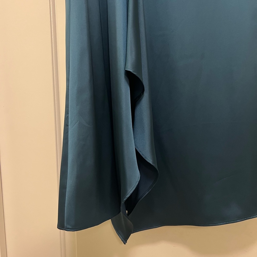 NWT Zara Duck Green Satin Effect Asymmetrical Skirt - Picture 7 of 13